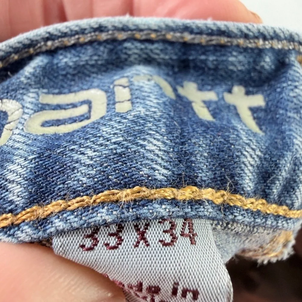 Carhartt Straight Fit Jeans Mens 33x34 Blue Medium Wash Denim Workwear Pants